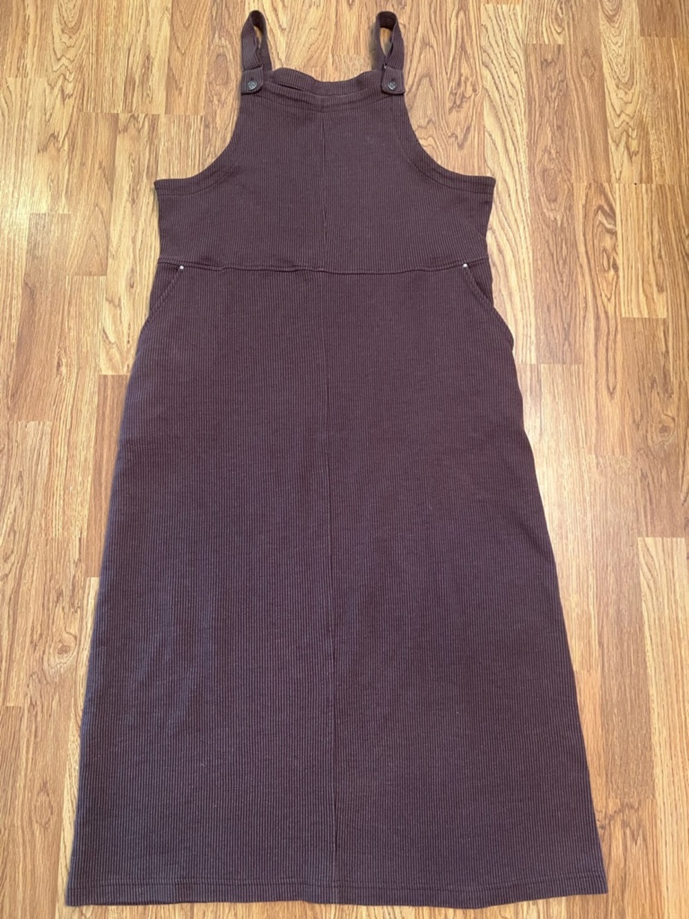 Cherokee Dark Ribbed Pinafore Overall Dress With Side Pockets Size XL.